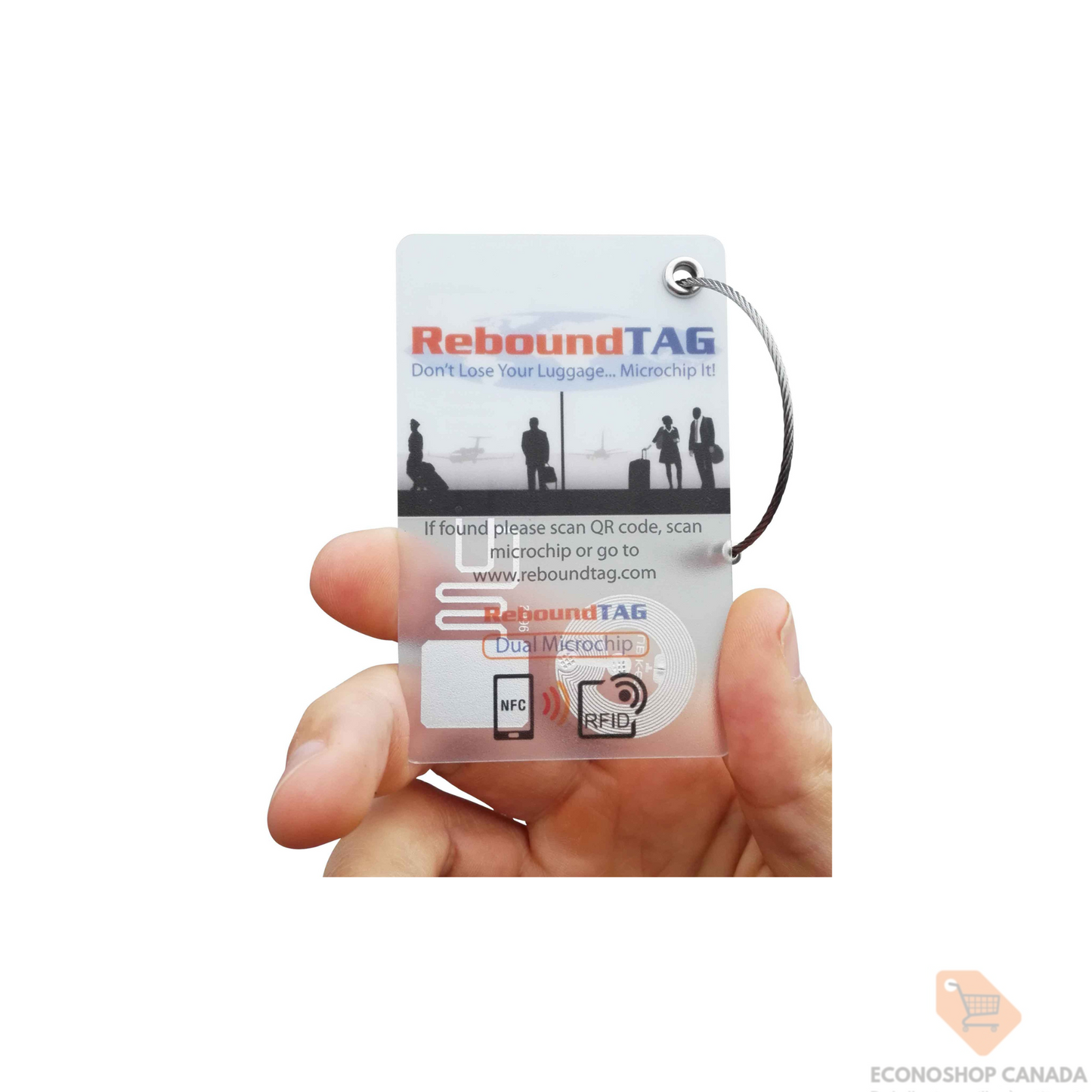 Rebound Tag Dual Microchip Luggage Tracker | NFC & RFID for Lost Luggage Recovery | Secure Travel ID Tag