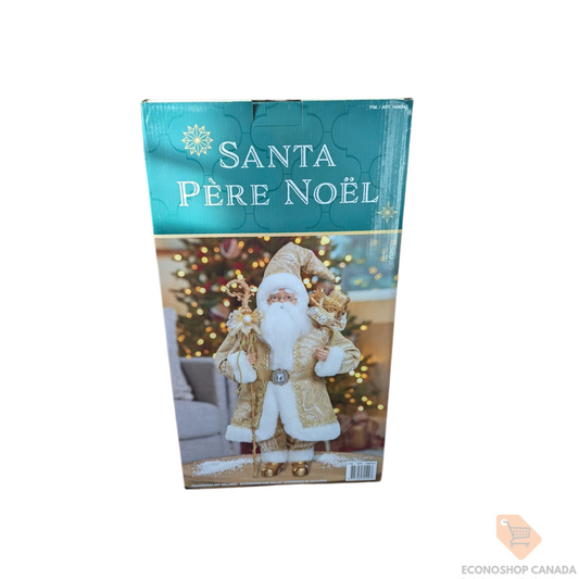 Santa Claus Figurine with Teddy Bear and Bell