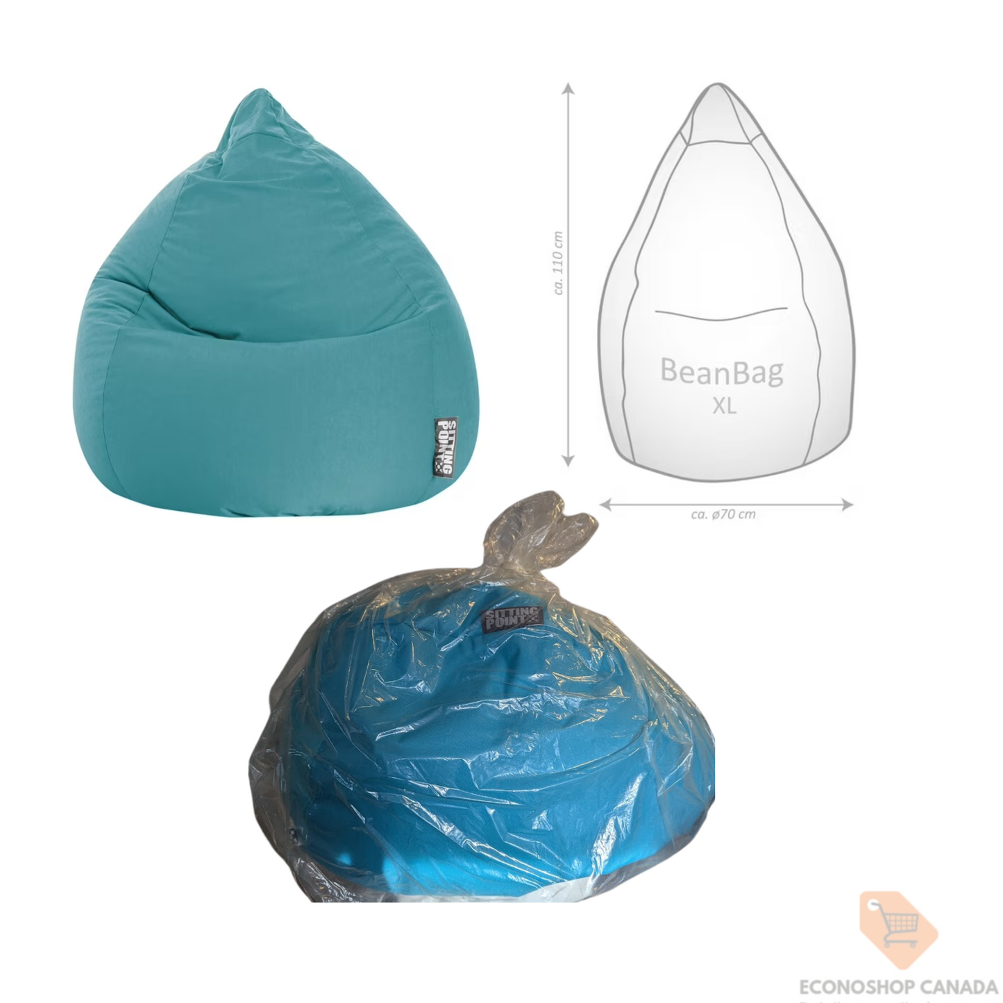 Sitting Point Brava Turquoise-Blue Beanbag